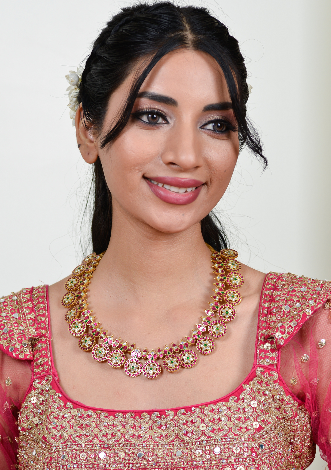Charulata Jadau Kundan Red Bottumala Necklace