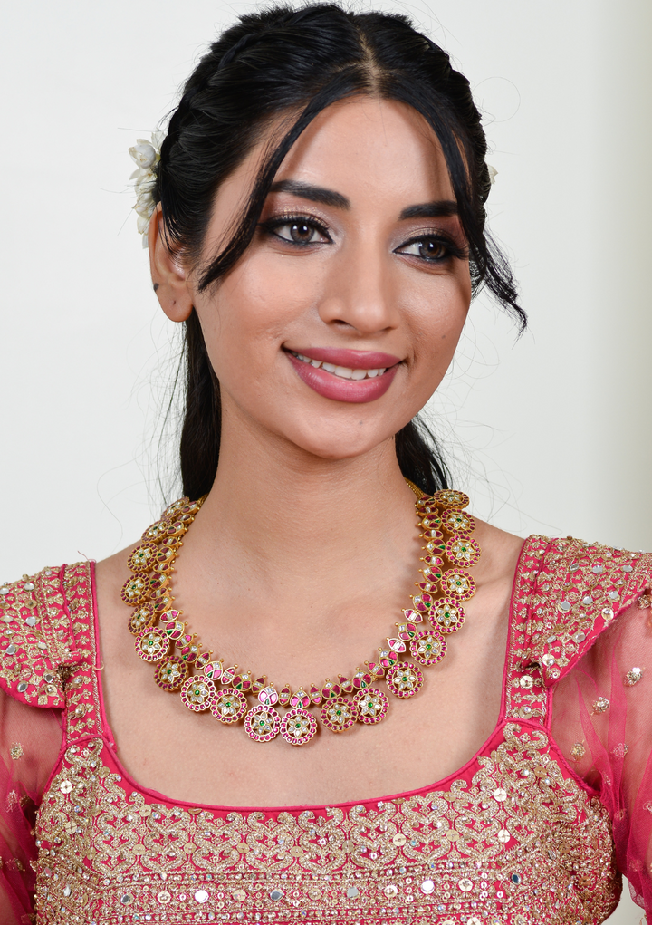 Charulata Jadau Kundan Red Bottumala Necklace
