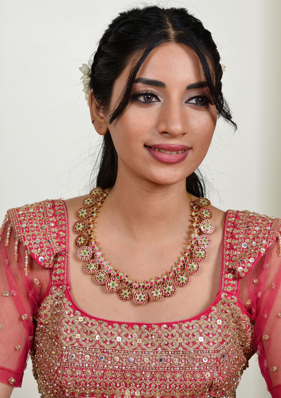 Charulata Jadau Kundan Red Bottumala Necklace