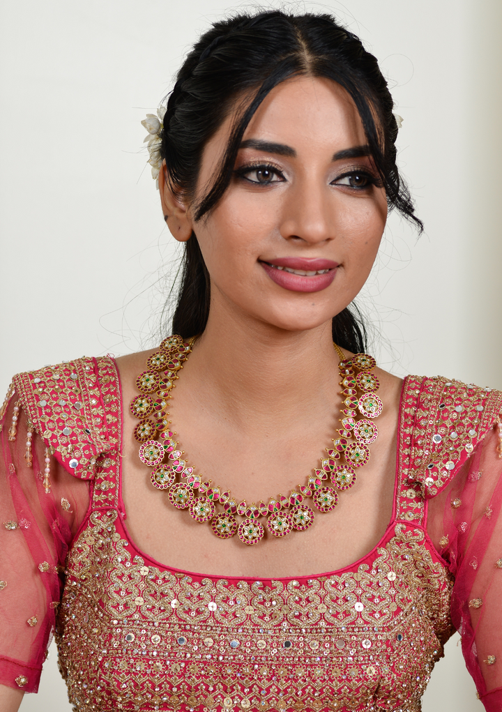 Charulata Jadau Kundan Red Bottumala Necklace