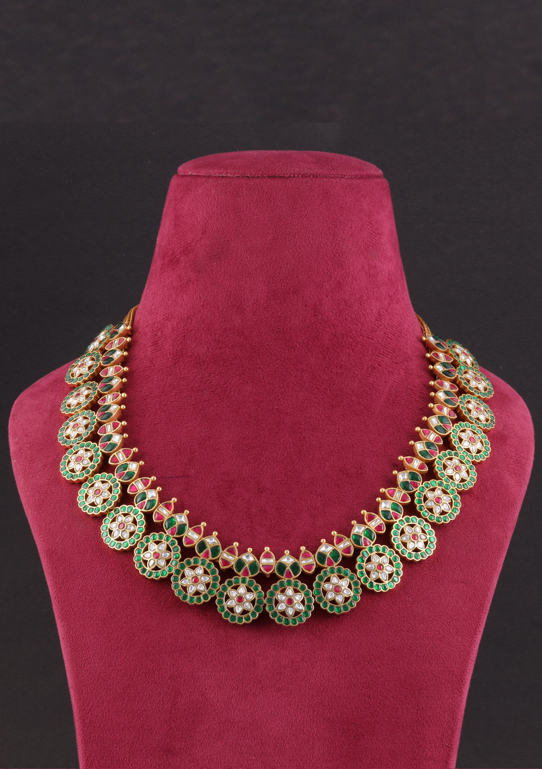 Deepika Jadau Kundan Green Bottumala Necklace