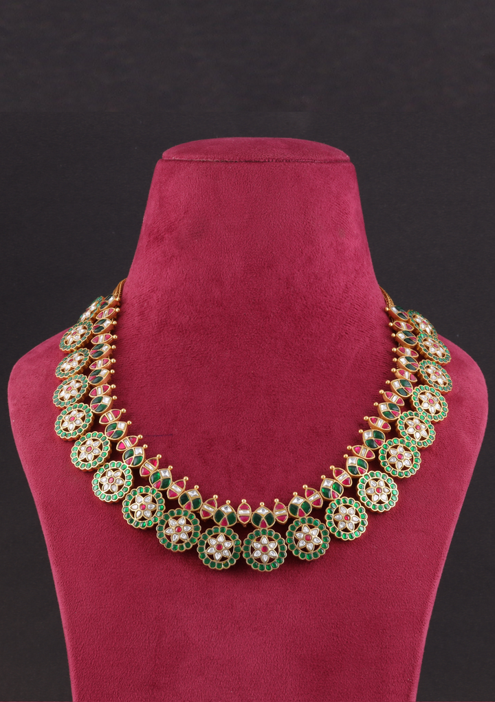 Deepika Jadau Kundan Green Bottumala Necklace