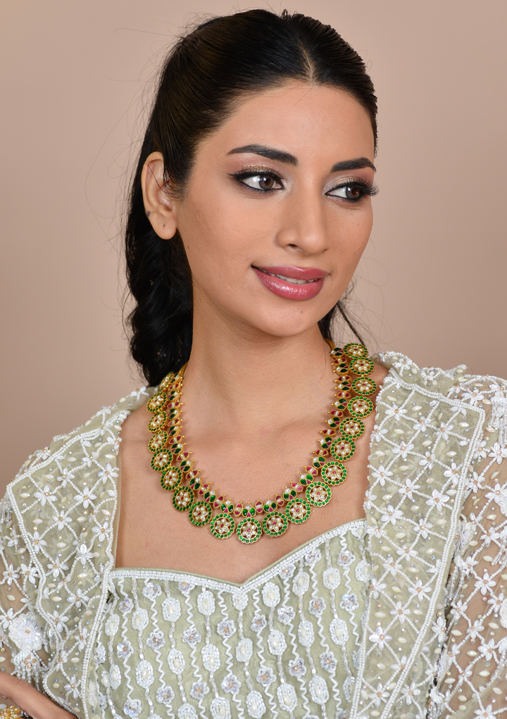 Deepika Jadau Kundan Green Bottumala Necklace
