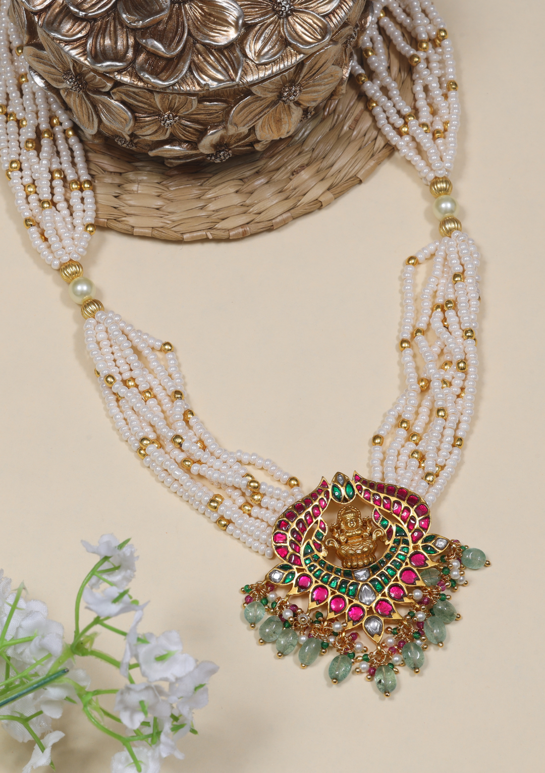 Elegant Nakshi Jadau Kundan Lakshmi Long Necklace