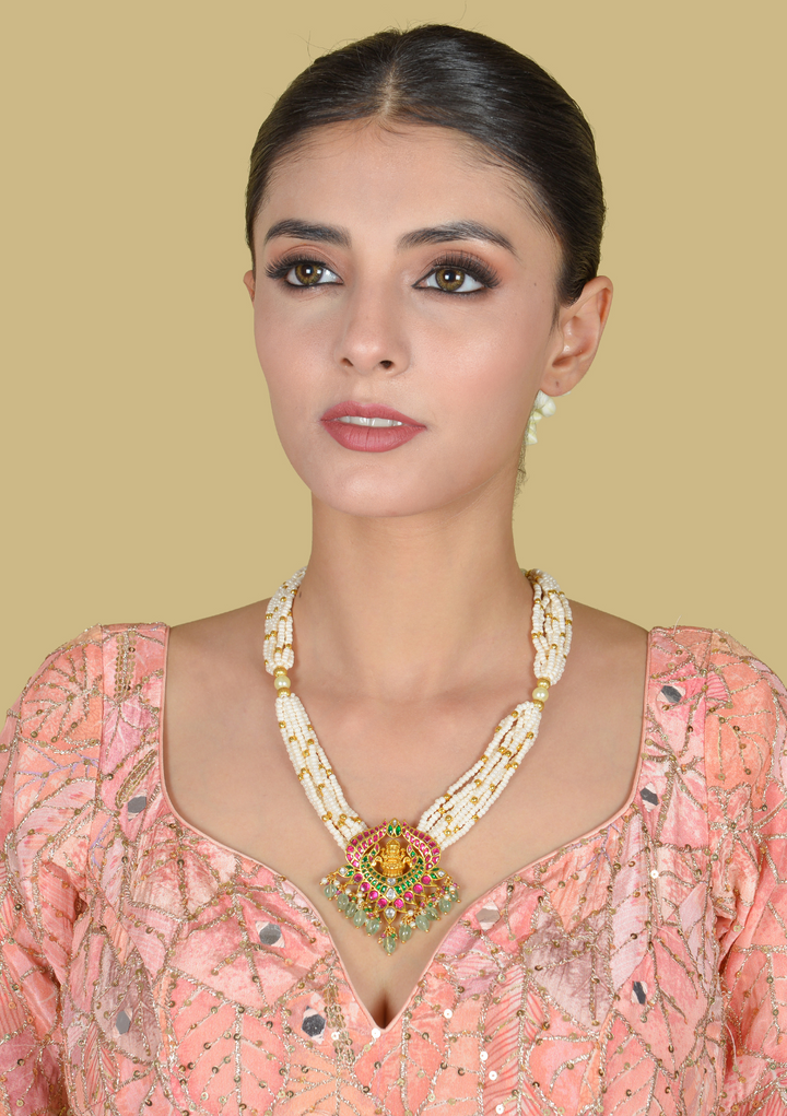 Elegant Nakshi Jadau Kundan Lakshmi Long Necklace