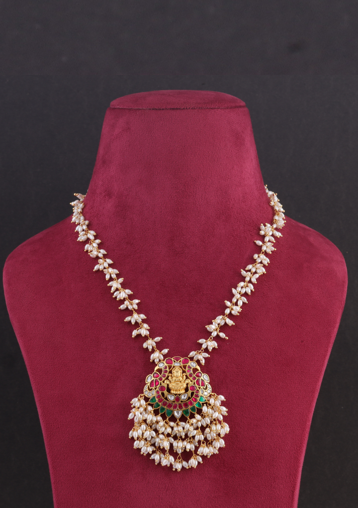 Designer Floral Chain Lakshmi Motif Jadau Kundan Necklace