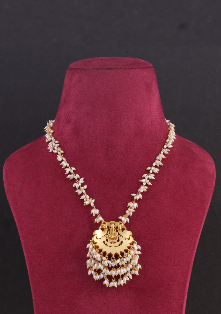 Designer Floral Chain Lakshmi Motif Jadau Kundan Necklace