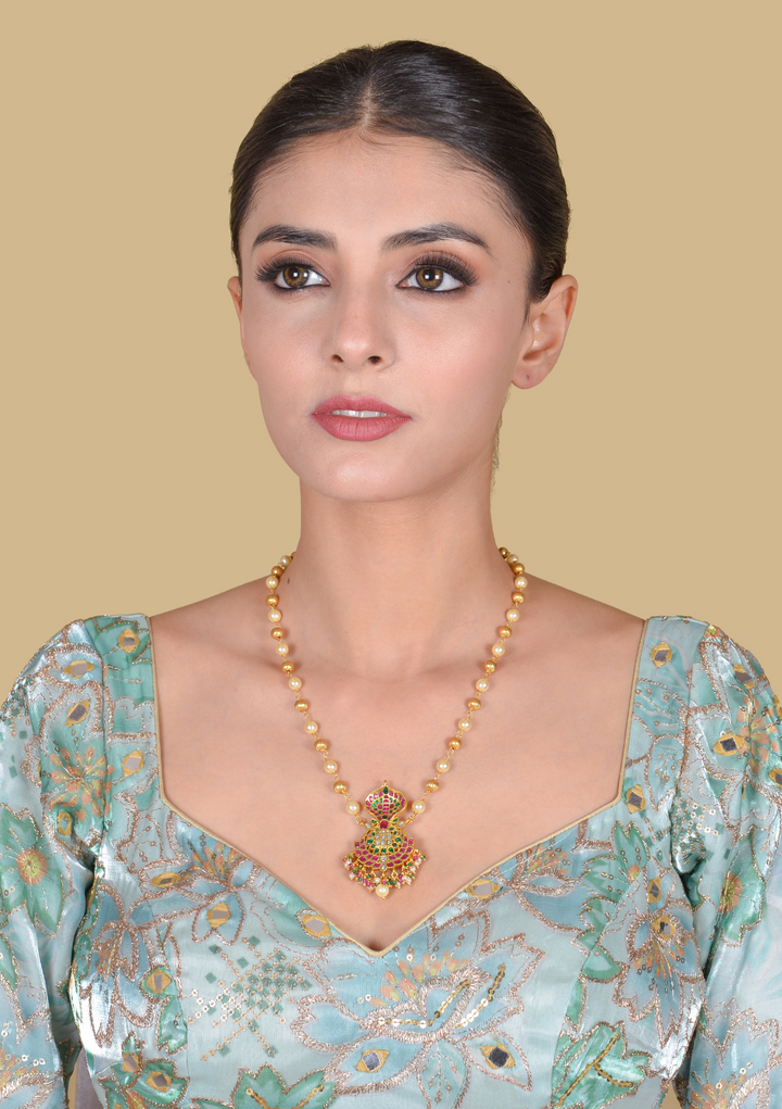 Naga Jadau Kundan Pendant with Pearl Chain