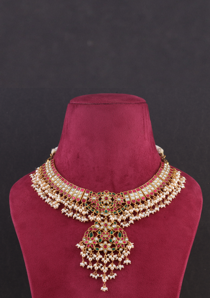 Bridal Heavy Look Designer Jadau Kundan Necklace with Pearl Hangings