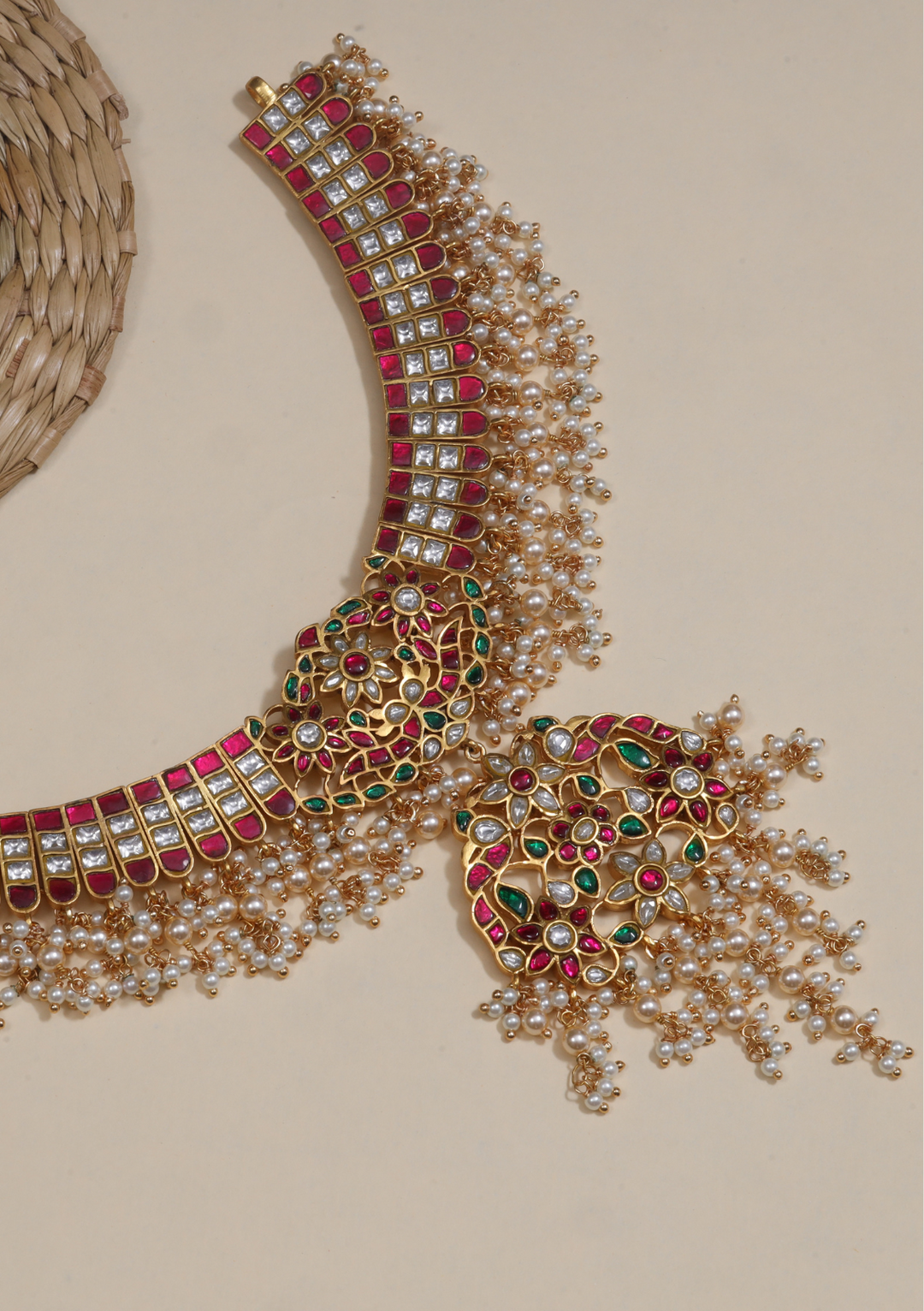Bridal Heavy Look Designer Jadau Kundan Necklace with Pearl Hangings