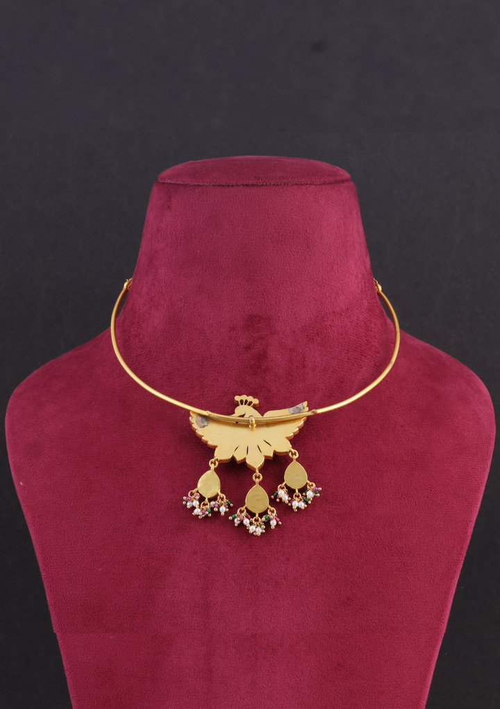 Beautiful Jadau Kundan Hasli Peacock Necklace