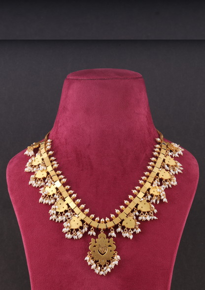 Elegant Guttapusalu Necklace Fine Jadau Kundan work with  Rice Pearls