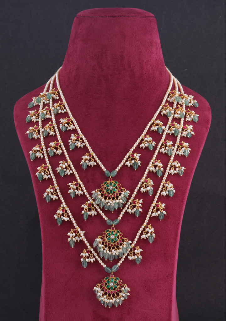 Stylish Three Layer Jadau Kundan Designer Necklace