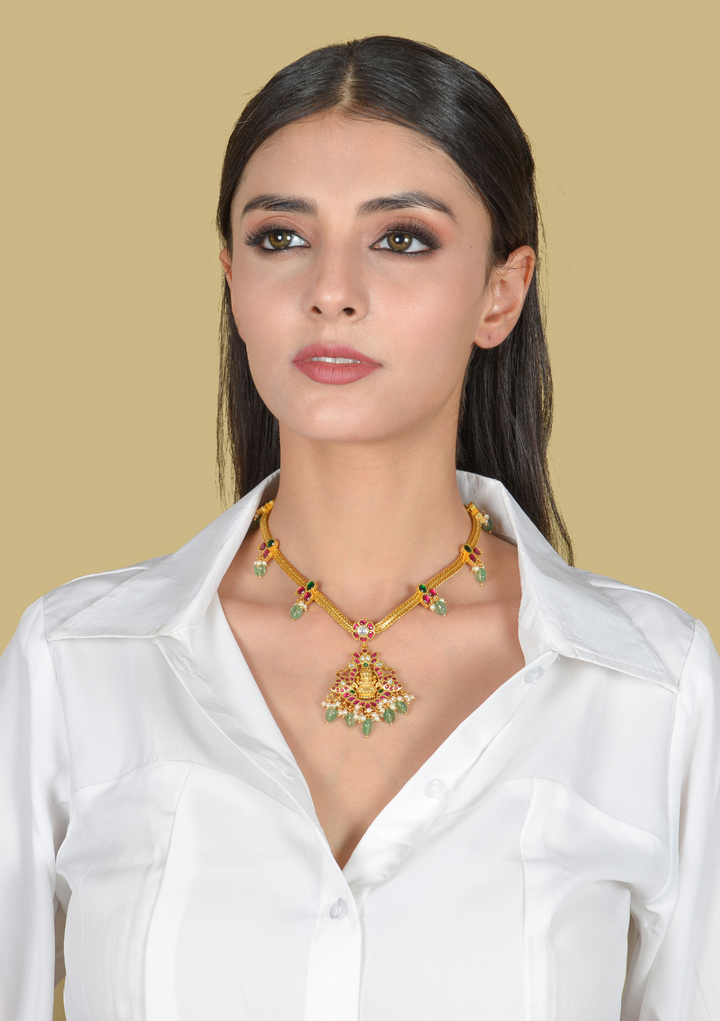 Exquisite Divine Lakshmi Jadau Kundan Short Necklace