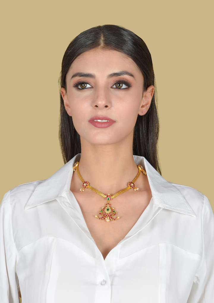 Stylized Designer Jadau Kundan Short Necklace