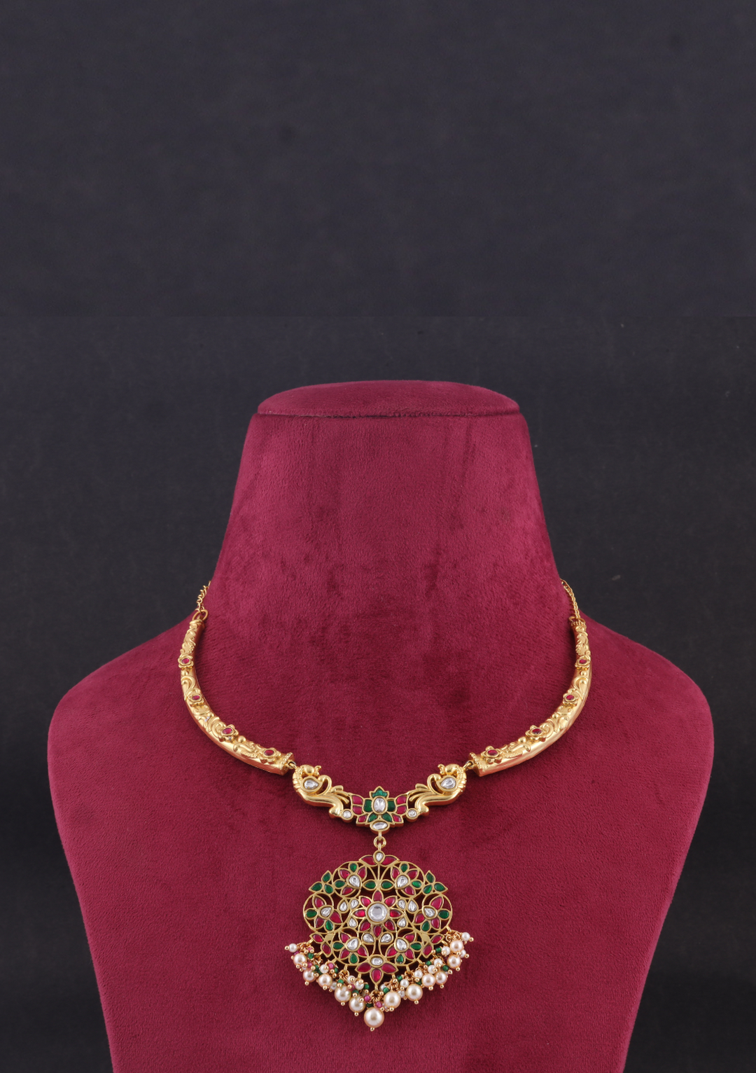 Delicate Jadau Kundan Designer Hasli Necklace