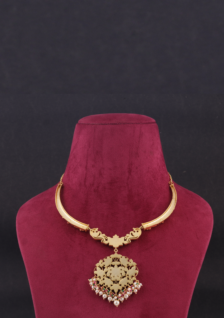 Delicate Jadau Kundan Designer Hasli Necklace