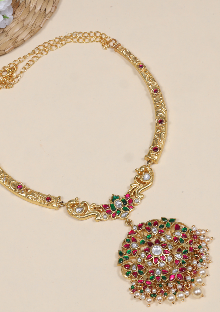 Delicate Jadau Kundan Designer Hasli Necklace