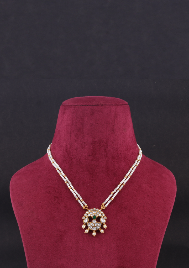 Double Chain Pearl Beautiful Simple Jadau Kundan Necklace
