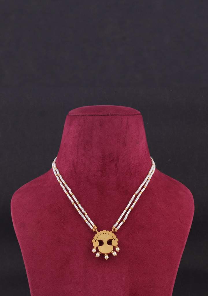 Double Chain Pearl Beautiful Simple Jadau Kundan Necklace