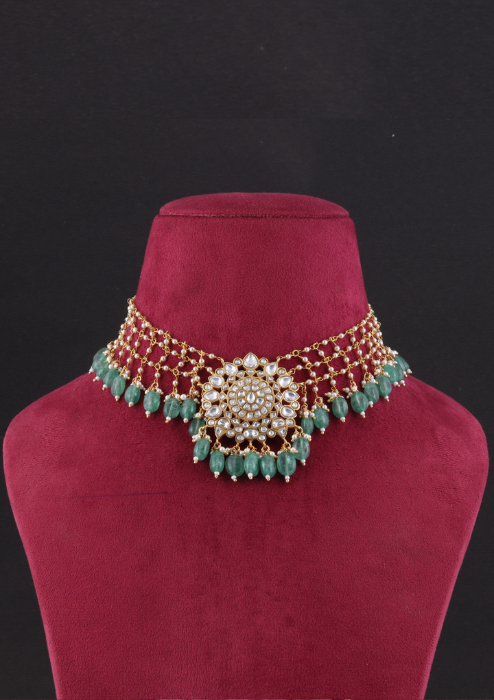 Sumedha White Jadau Kundan Statement Choker Necklace