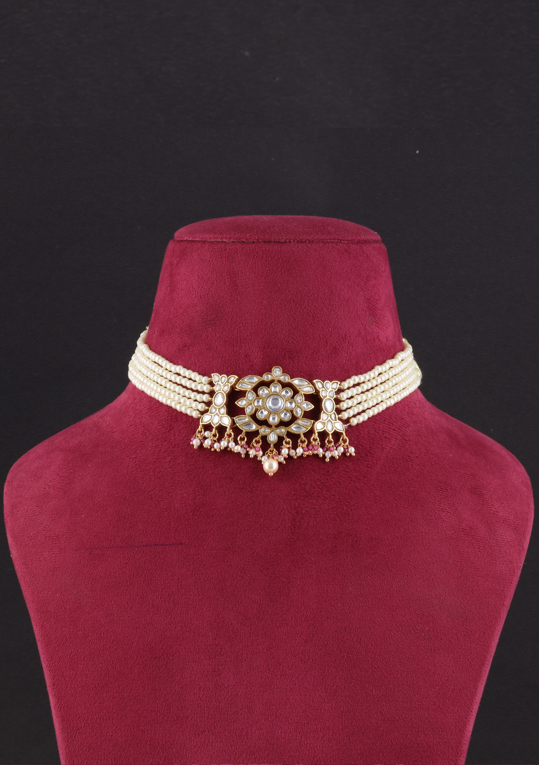 Isa White Jadau Kundan Choker Necklace