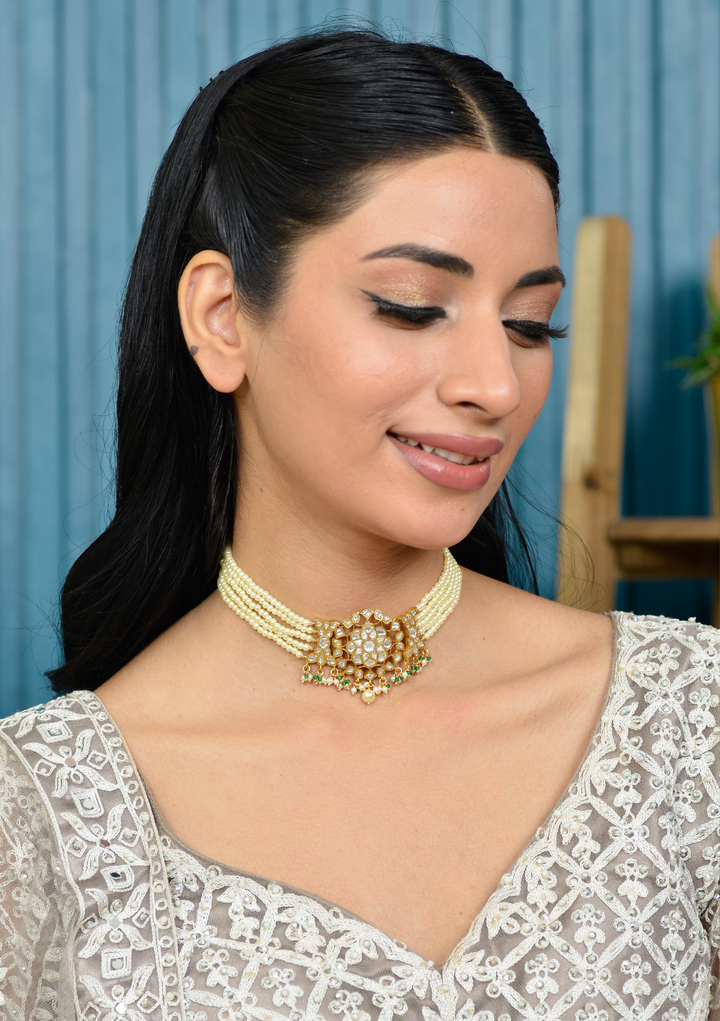 Tara White Jadau Kundan Choker Necklace