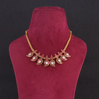 Beautiful Classic Mango Jadau Kundan Short Haram Necklace