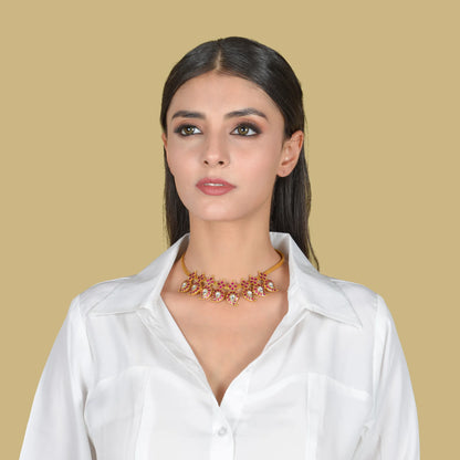 Beautiful Classic Mango Jadau Kundan Short Haram Necklace