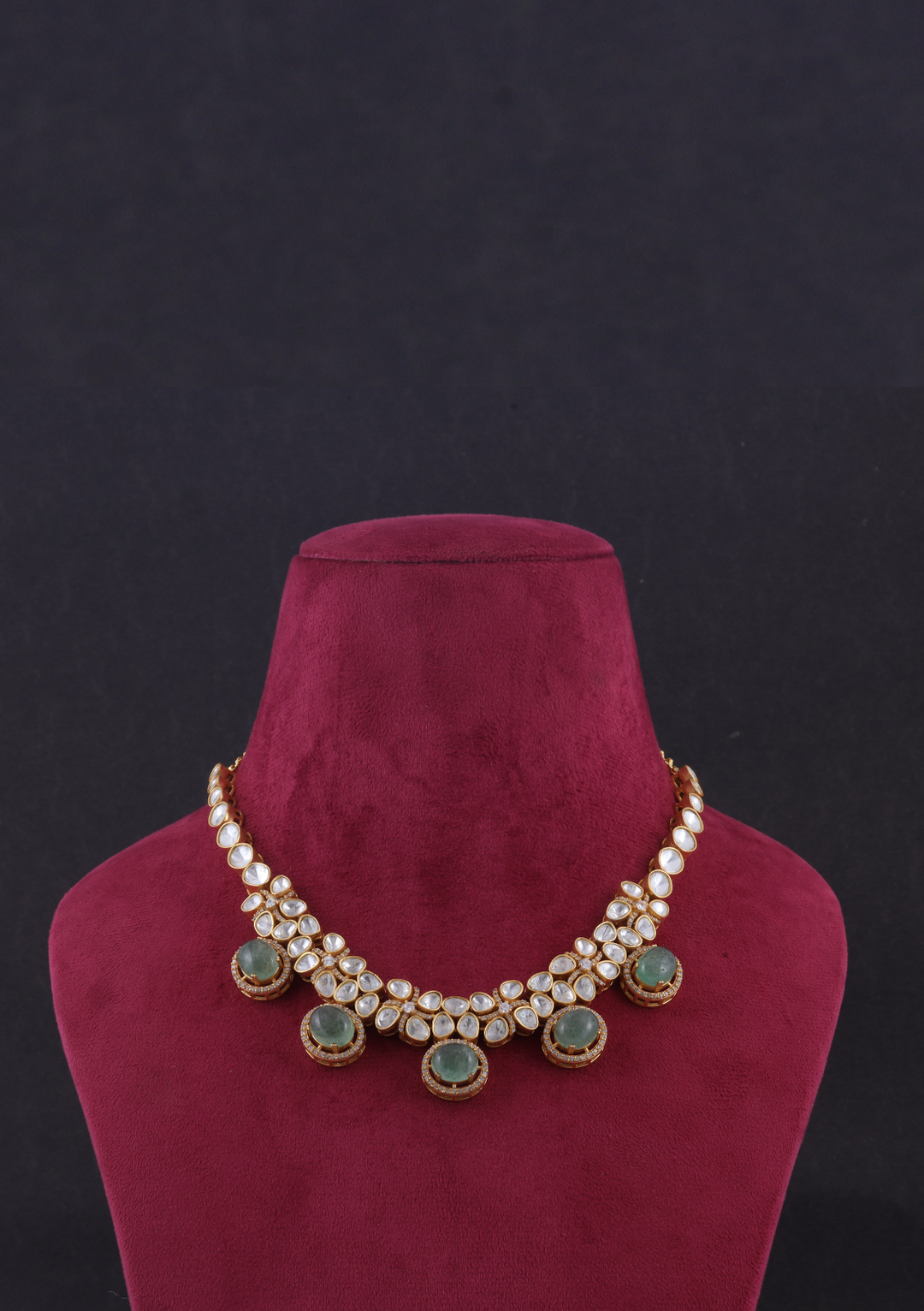 Elegant Designer Moissanite Polki Necklace Earring set