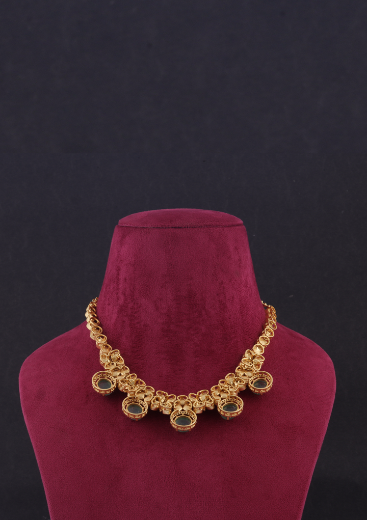 Elegant Designer Moissanite Polki Necklace Earring set