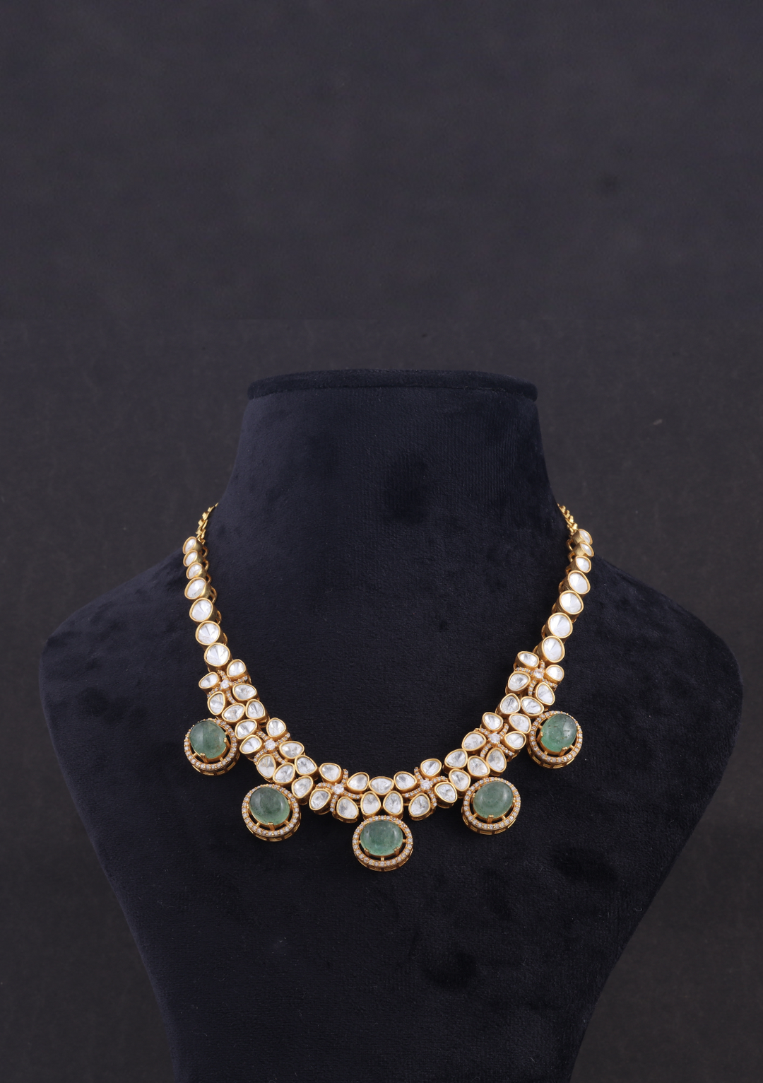 Elegant Designer Moissanite Polki Necklace Earring set