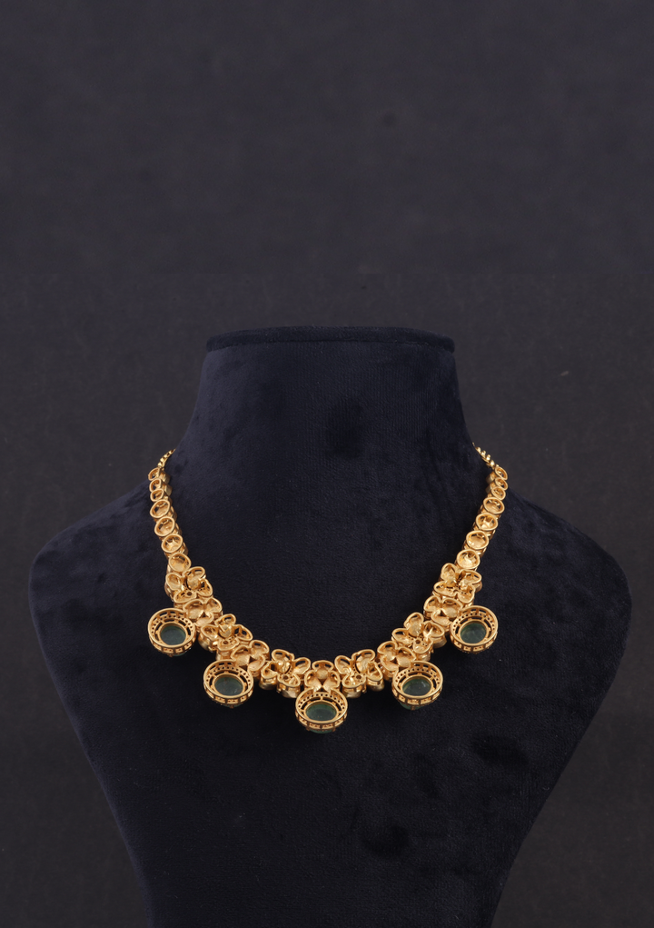 Elegant Designer Moissanite Polki Necklace Earring set