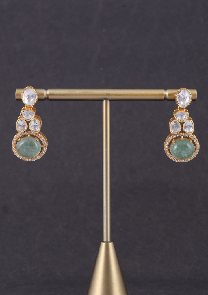 Elegant Designer Moissanite Polki Necklace Earring set
