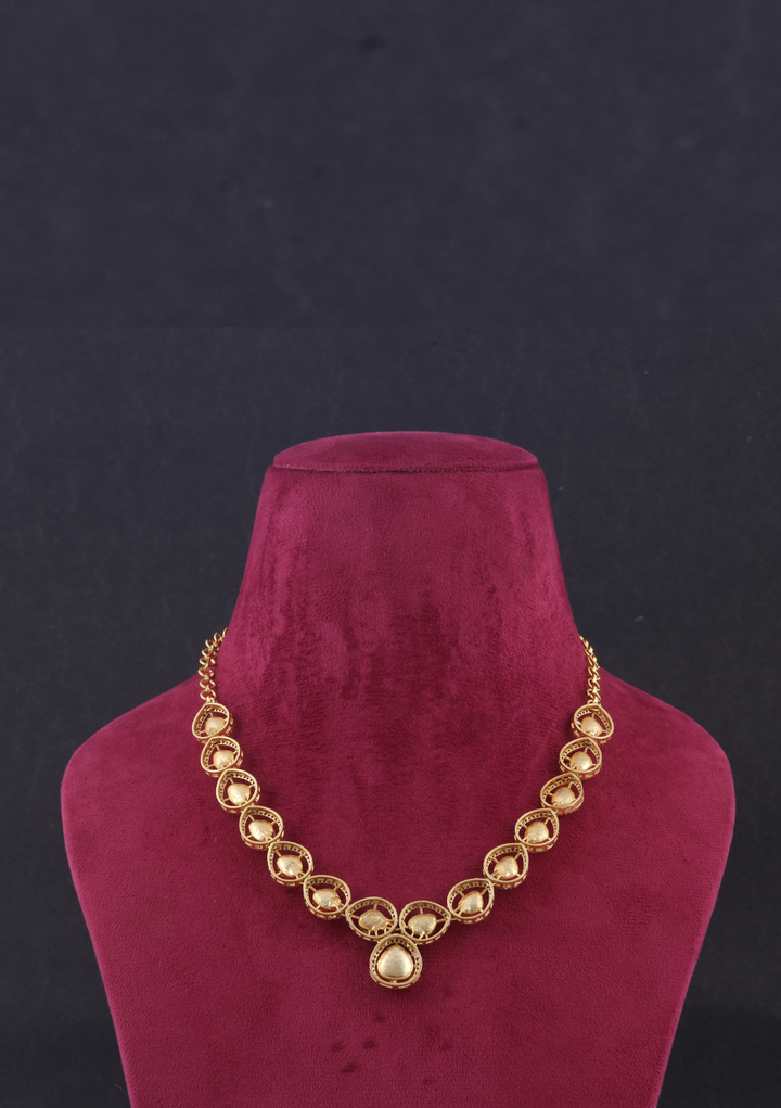 Simple and Elegant Moissanite Polki Necklace Earring Set