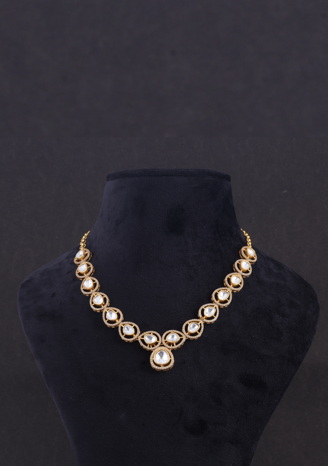 Simple and Elegant Moissanite Polki Necklace Earring Set
