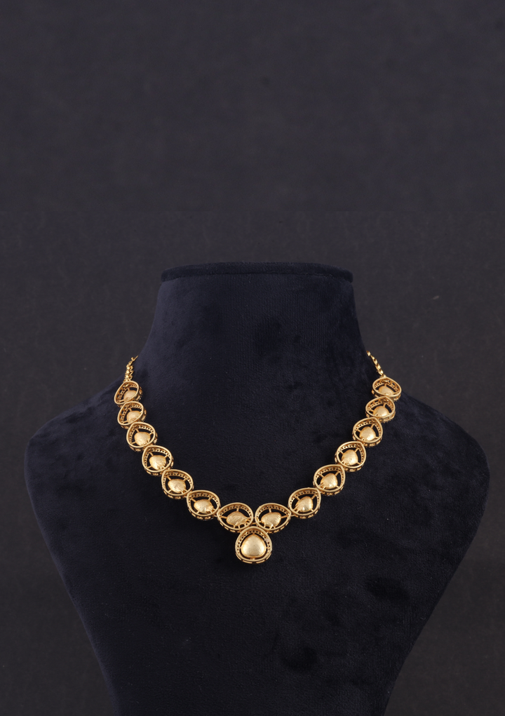 Simple and Elegant Moissanite Polki Necklace Earring Set
