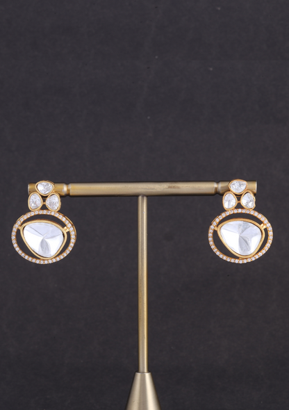 Stylish Designer Moissanite Polki Necklace Earring Set