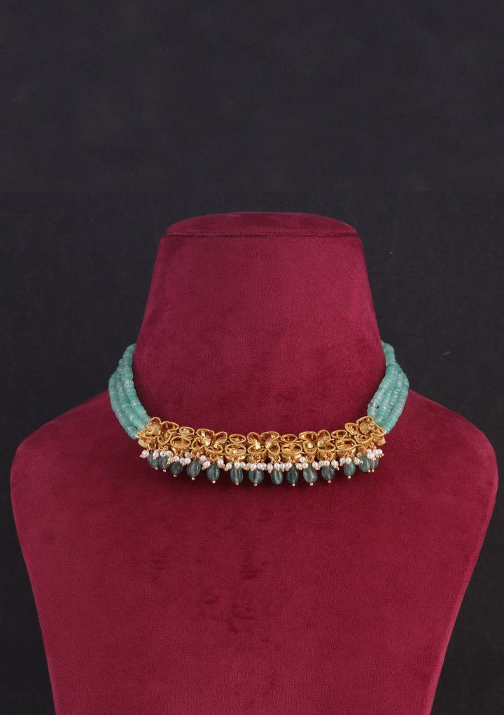 Unique and Simple Moissanite Polki Necklace Earring Set