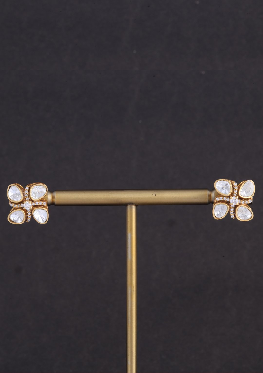 Unique and Simple Moissanite Polki Necklace Earring Set
