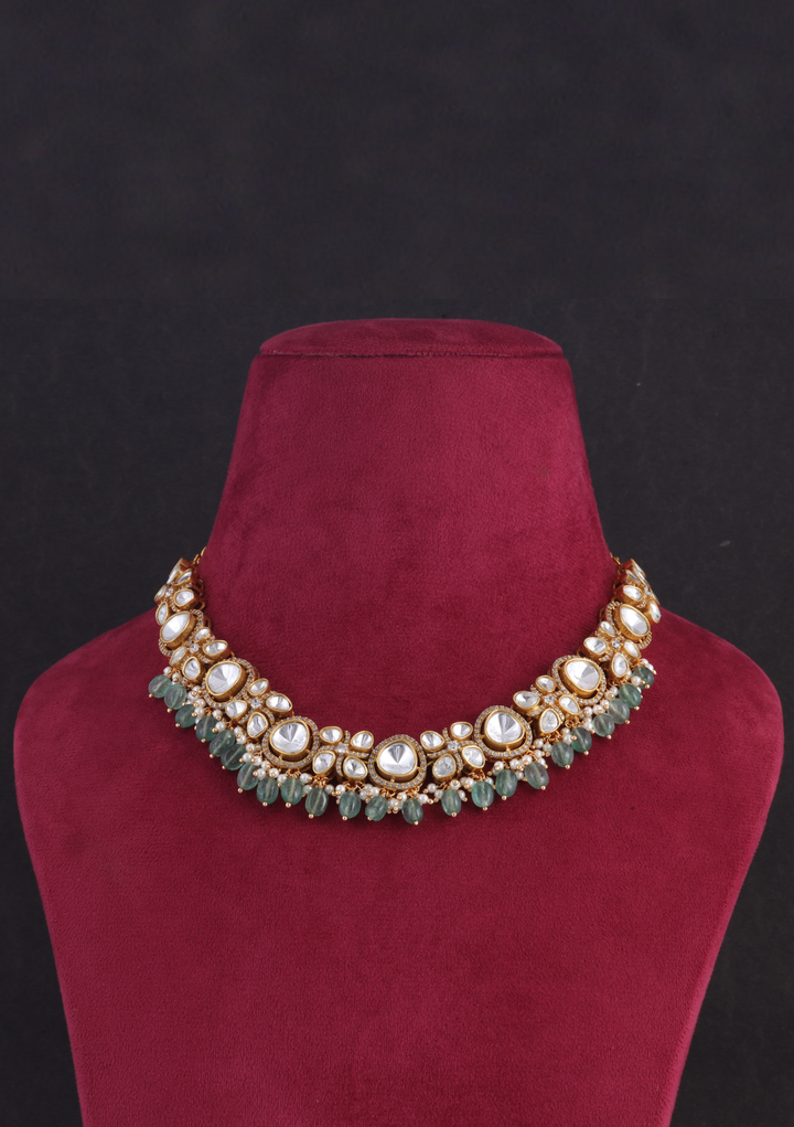 Bridal Elegant Moissanite Polki Necklace Earring Set