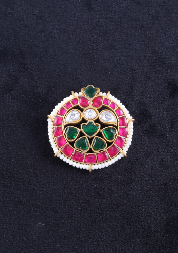 Classic Statement Jadau Kundan Pendant with Pearl