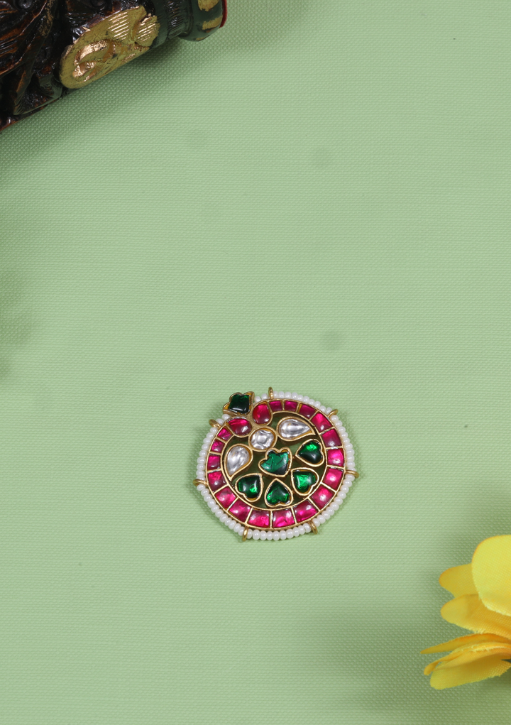 Classic Statement Jadau Kundan Pendant with Pearl