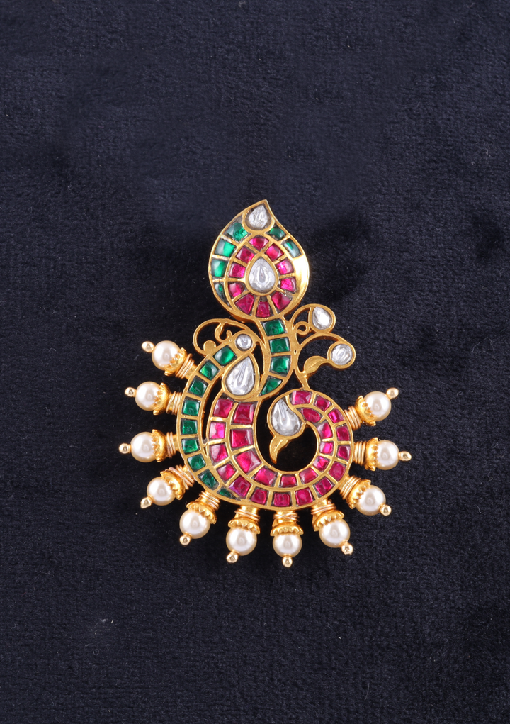 Classic Divine Designer Jadau Kundan Pendant with Pearl