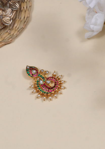 Classic Divine Designer Jadau Kundan Pendant with Pearl