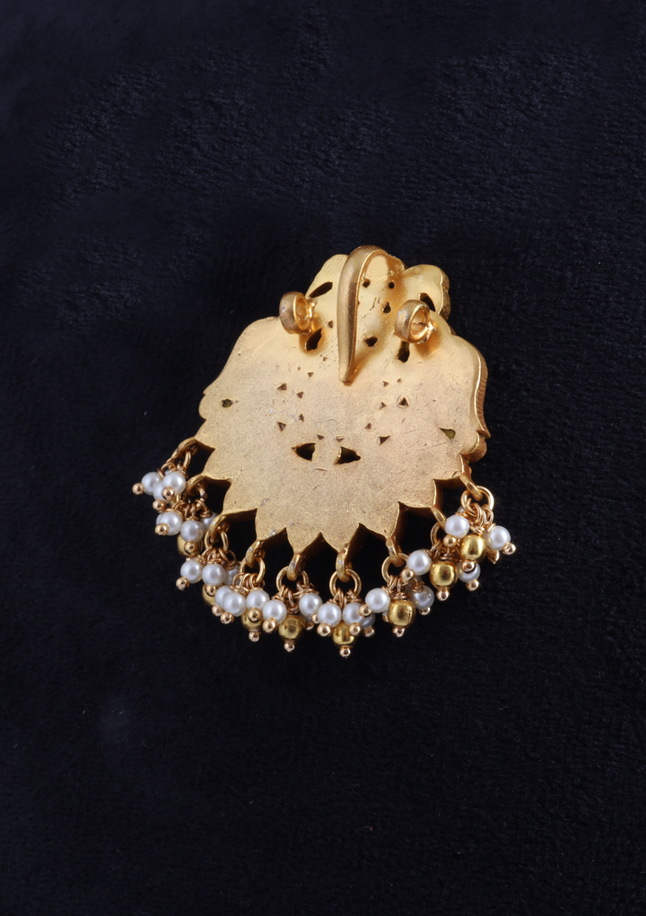 Attractive Designer Jadau Kundan Peacock Pendant with Pearl Hangings
