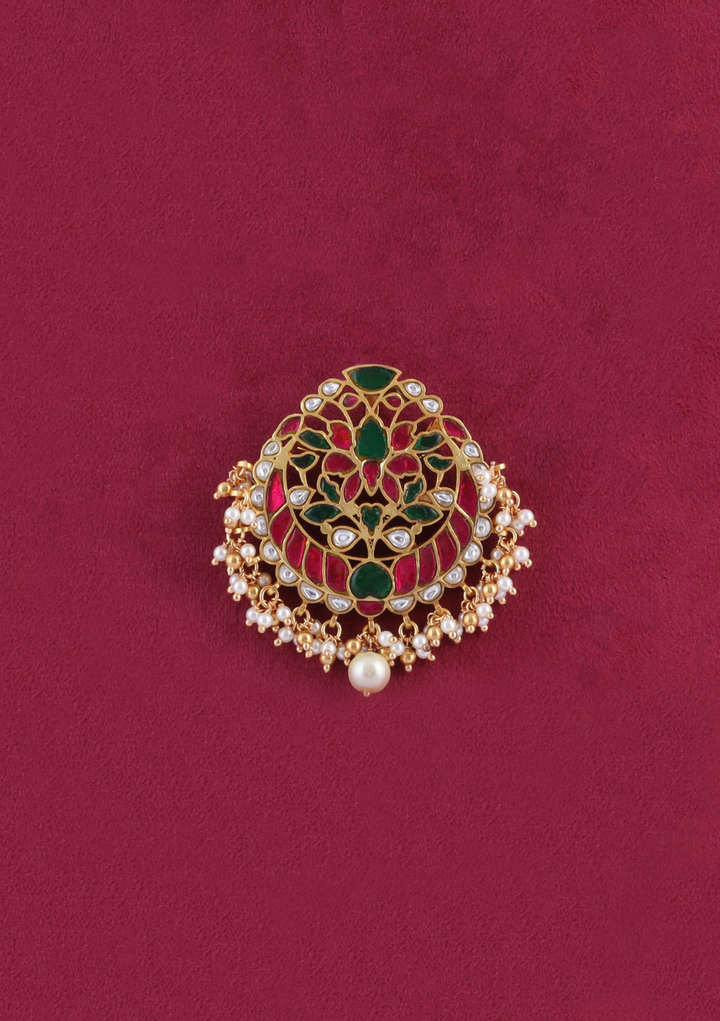 Simply Classic Jadau Kundan Designer Pendant with Pearl Hangings