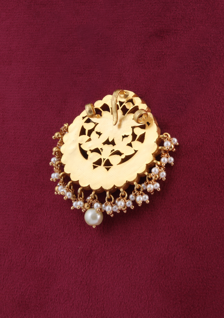 Simply Classic Jadau Kundan Designer Pendant with Pearl Hangings