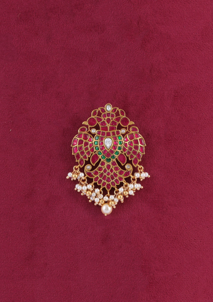 Exclusive Charming Garuda Jadau Kundan Pendant with Pearl Hangings