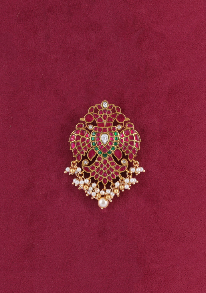 Exclusive Charming Garuda Jadau Kundan Pendant with Pearl Hangings